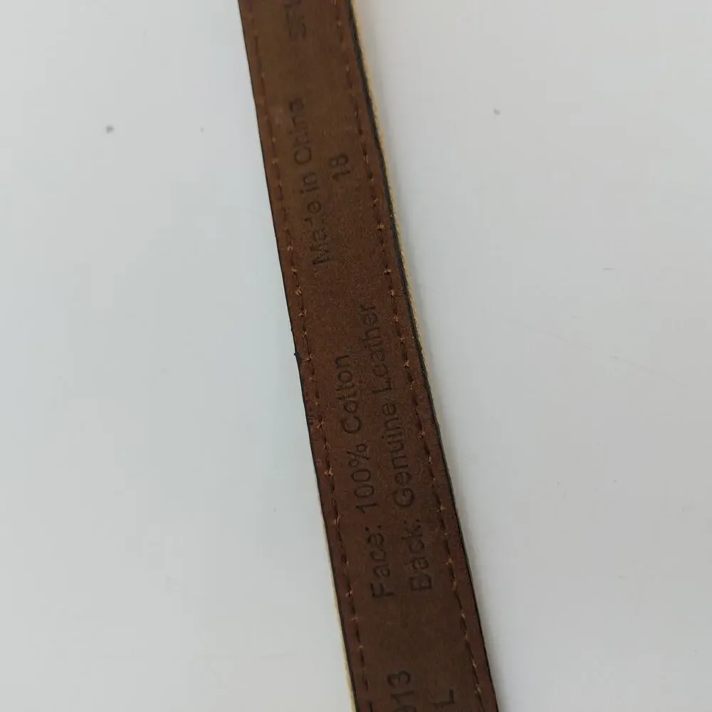 Women's Belt Cotton Genuine Leather Skinny Beige Large